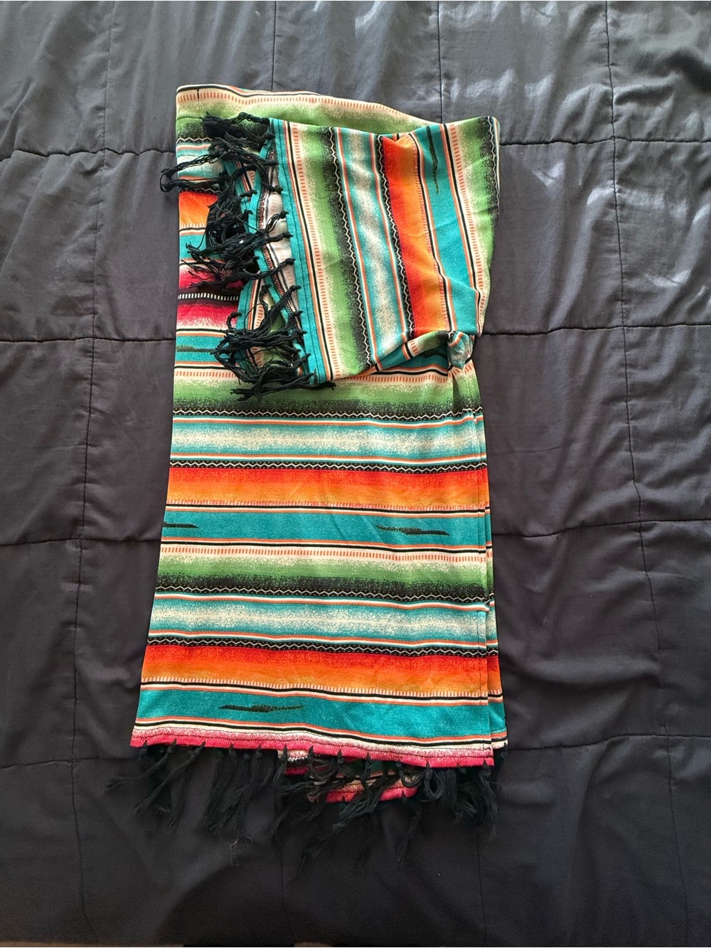 Double D Ranch Multicolor Striped Boho Top in Green, Teal, Orange - Picture 6 of 7